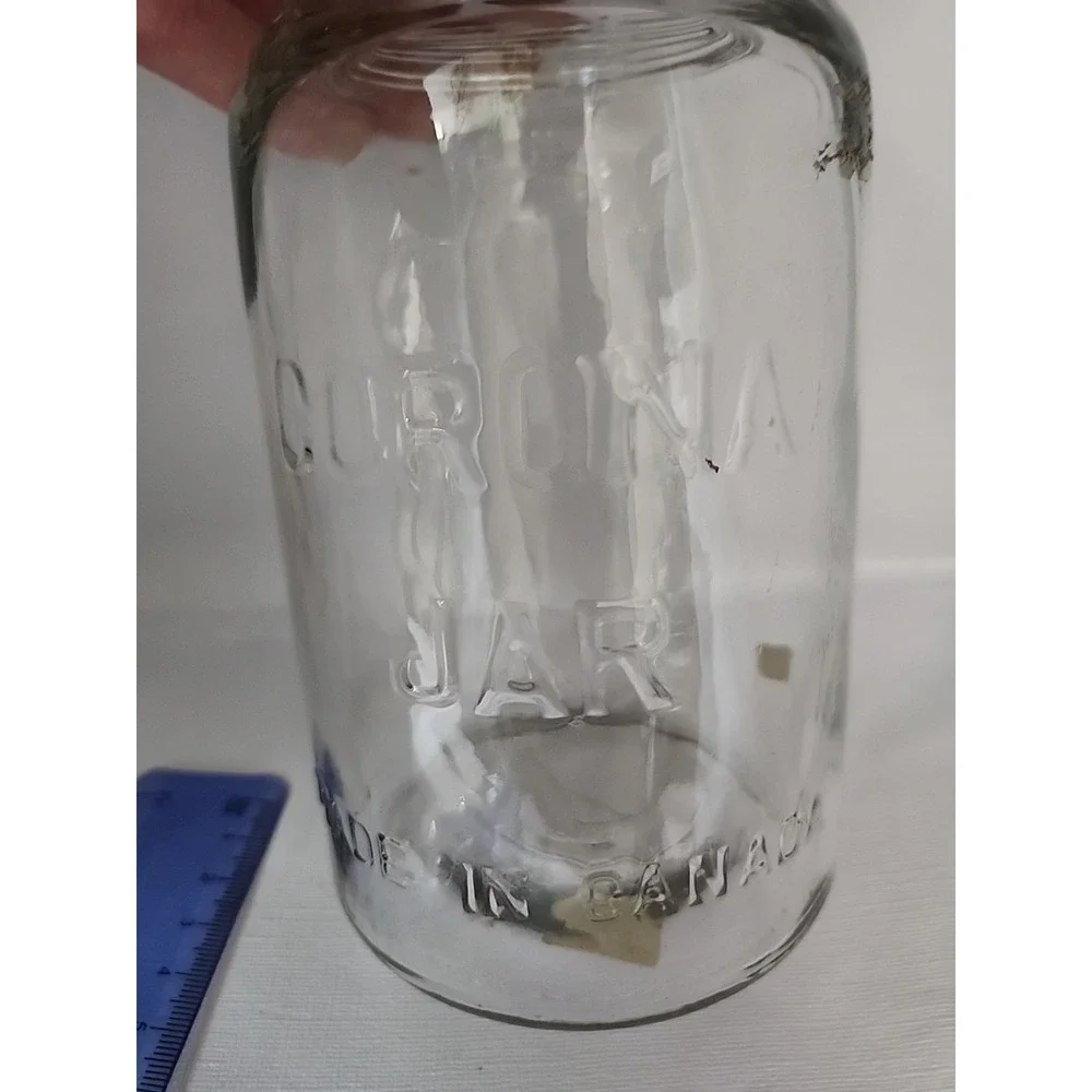 Vintage Corona Jar Made in Canada Clear Glass Antique‎ Canning Jar with Zinc Lid